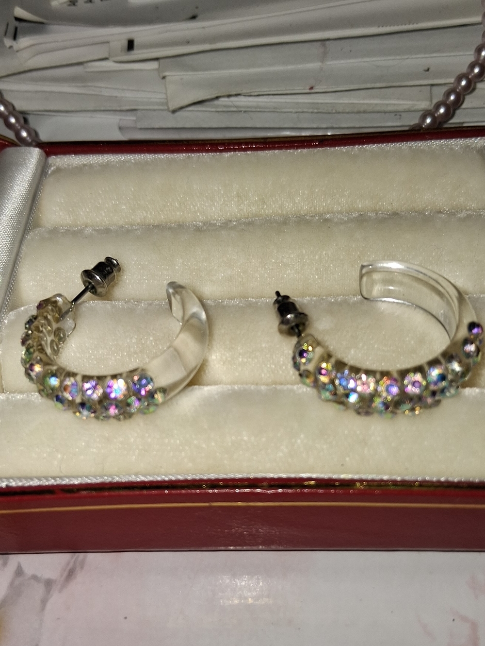 Crystal Hoop Earrings with Multicolor Rhinestones - Women Jewelry